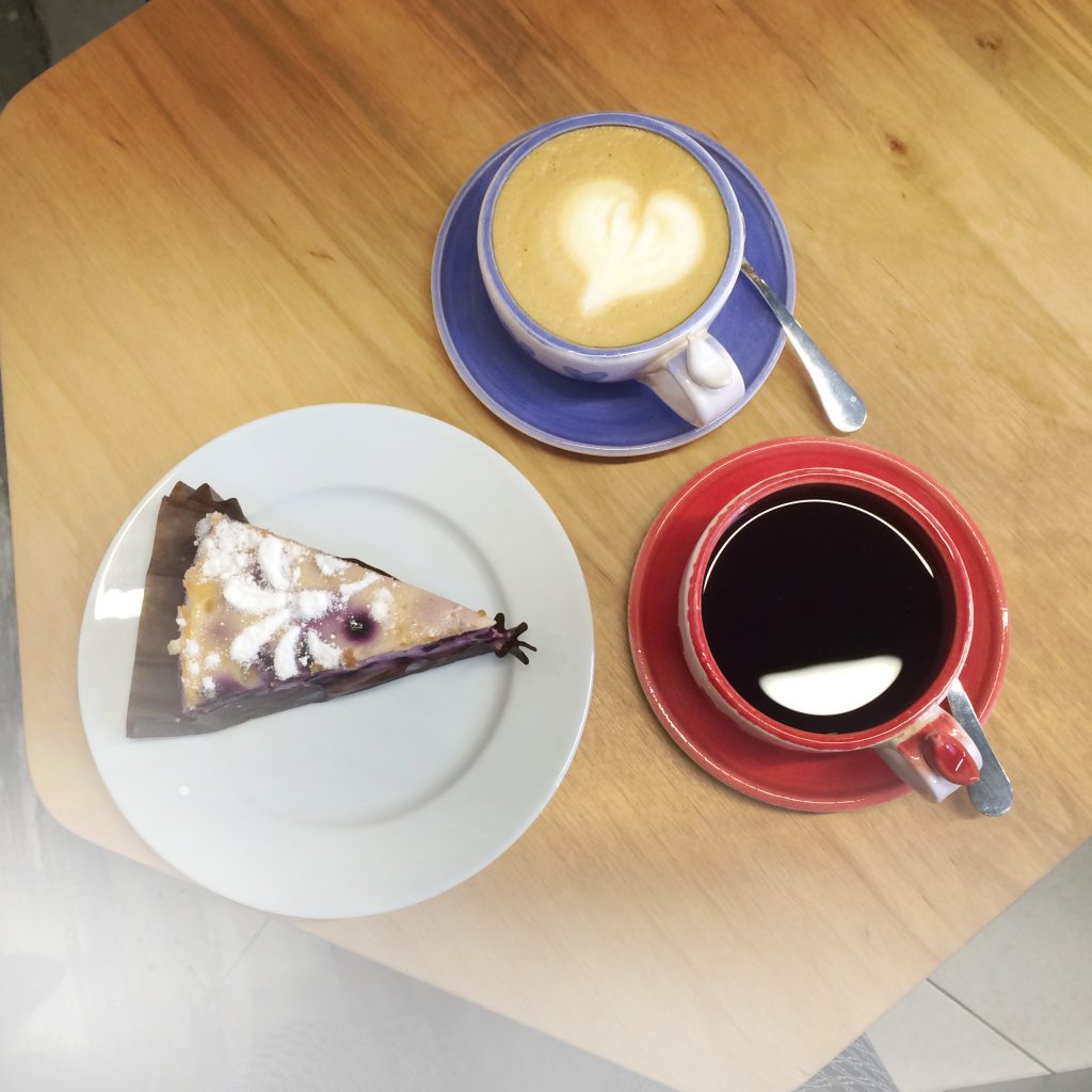 Coffee and cake at a Kyiv cafe